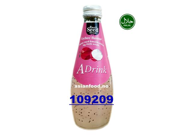 A-DRINK Basil seed drink with LYCHEE Nuoc hat e & vai 24x290ml  TH 